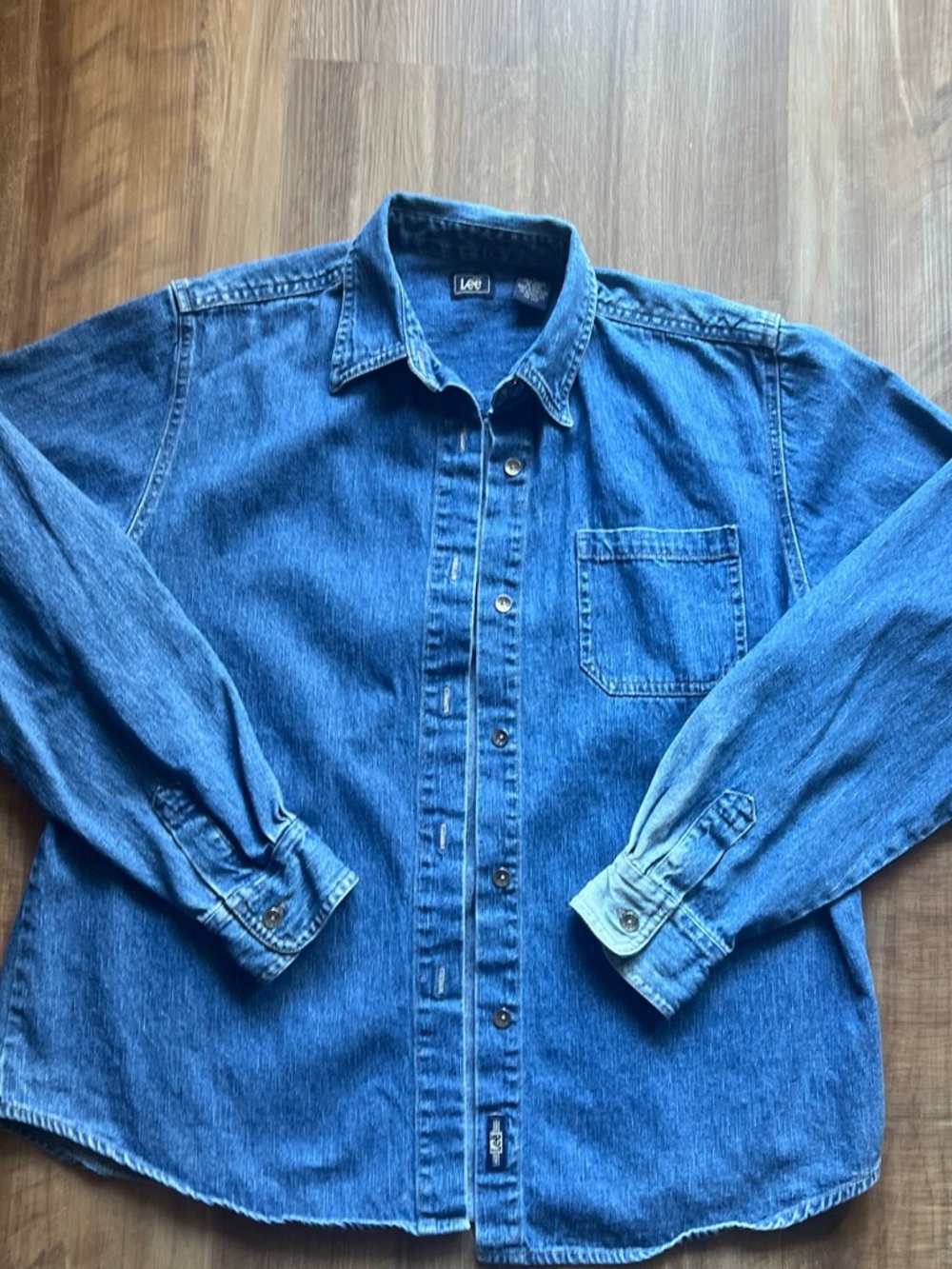 Vintage Hong Kong Lee Blue Denim Button-Front Shirt